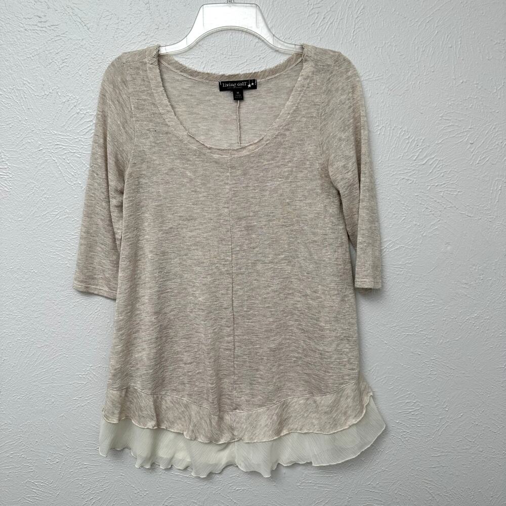 Living Doll Tan and Cream Shirt